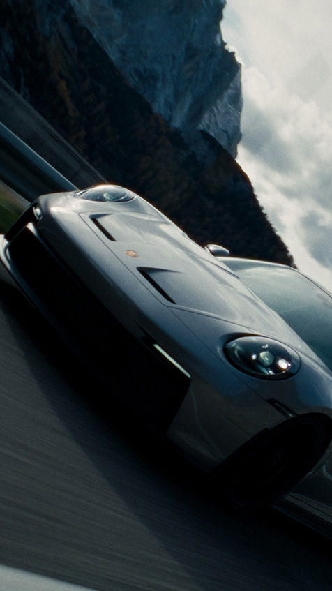 Racing car on a mountain road